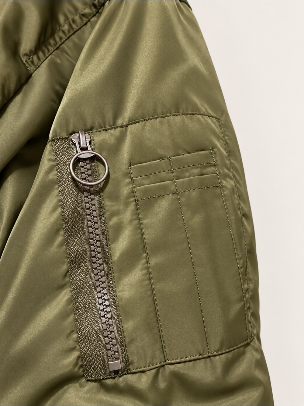 Ci Sono Olive Green Satin Bomber Jacket - Picture 4 of 6